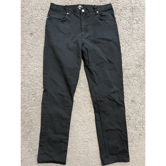 H&M Mens Size 34 Jeans Black Slim Fit  Denim Pants - Picture 1 of 6